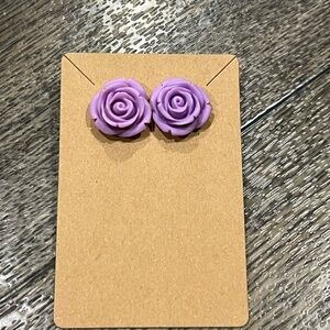 Purple Rose Stud Earrings